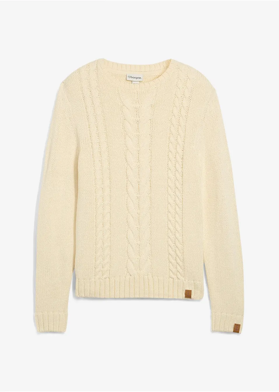 Elegant tröja med flätmönster och skinnimitation