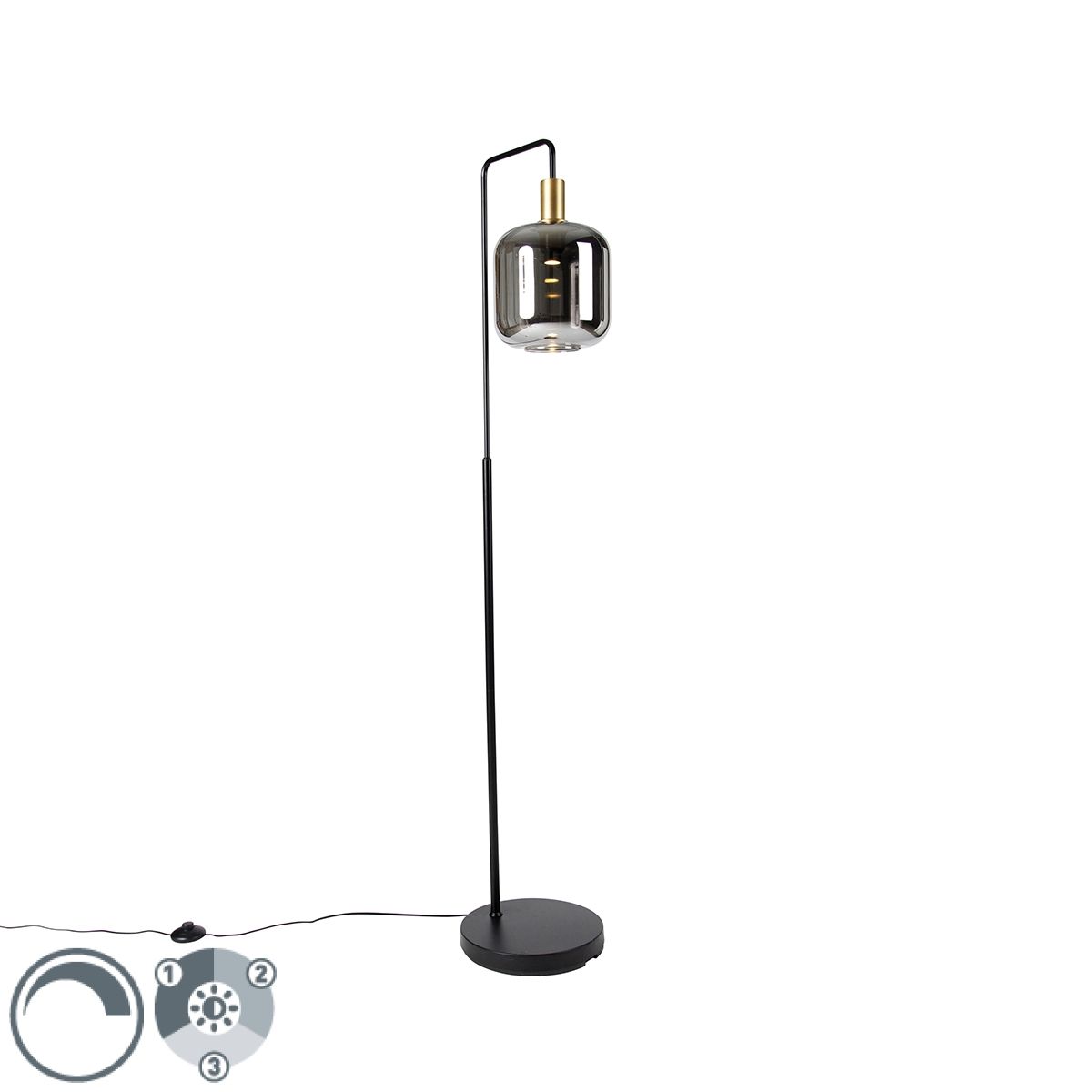 2 x Design Hänglampa Svart Guld Rökglas 3-ljus.