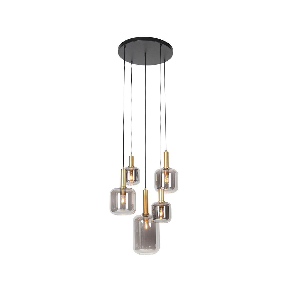 2 x Design Hänglampa Svart Guld Rökglas 3-ljus.