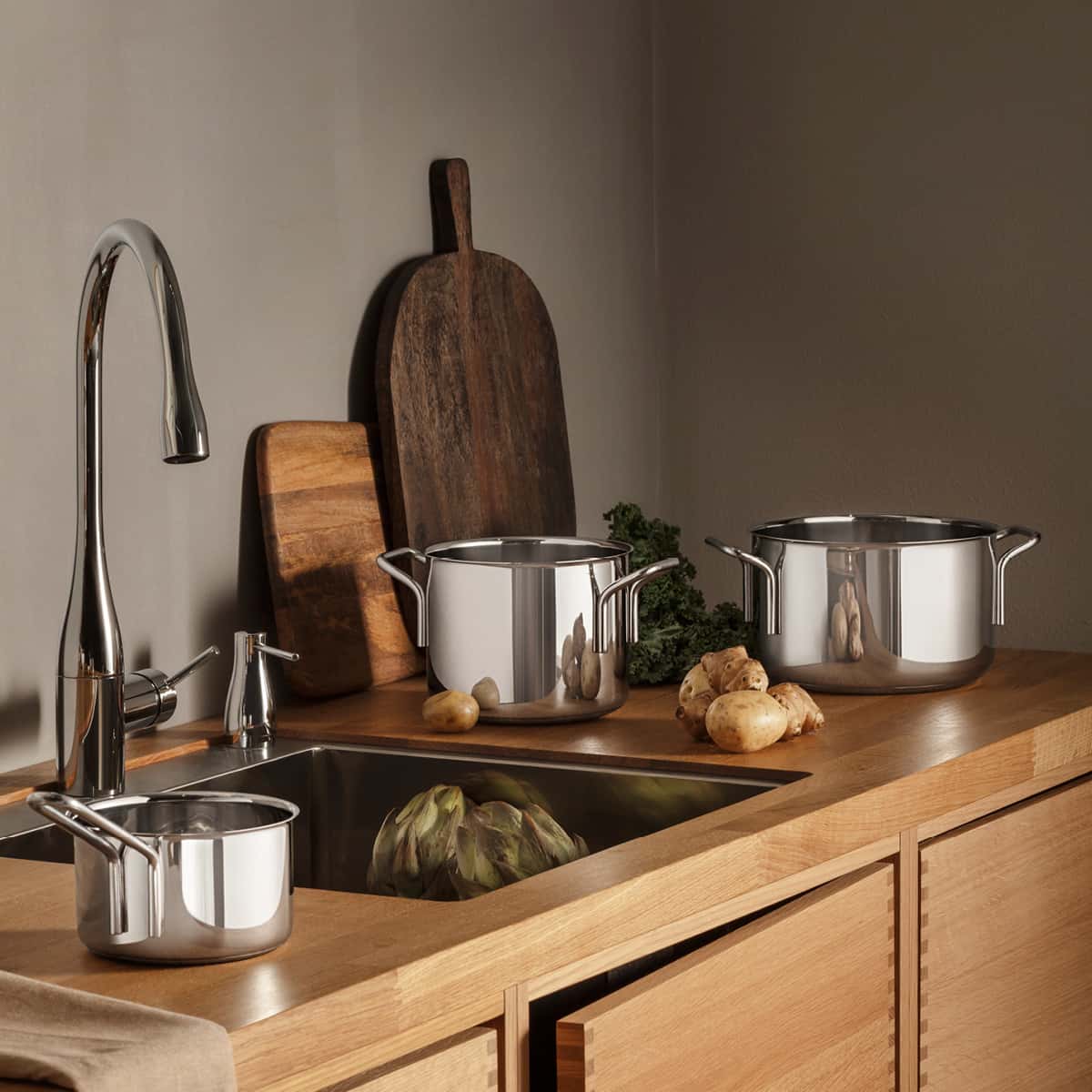 Eva Trio Multi Mosaic stekpanneset keramik