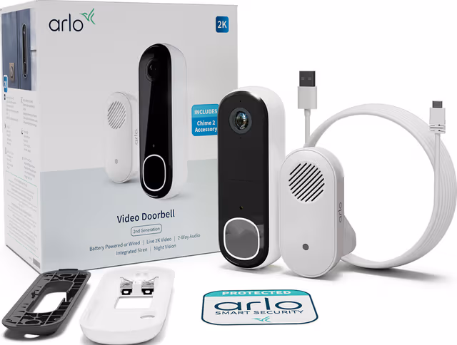 Arlo 2K videodörrklocka med Chime 2