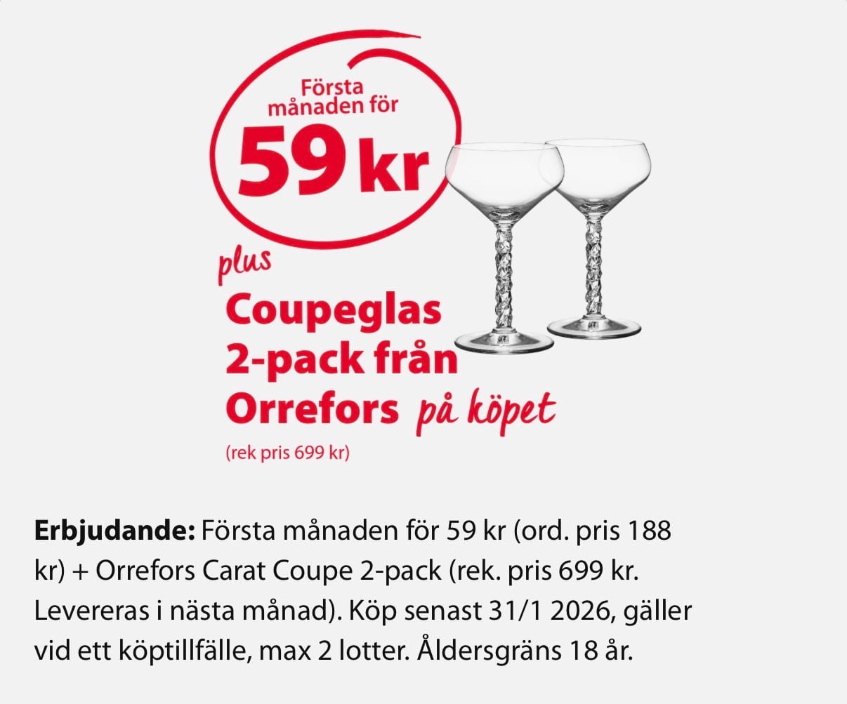 Få Orrefors kristallglas på köpet 
