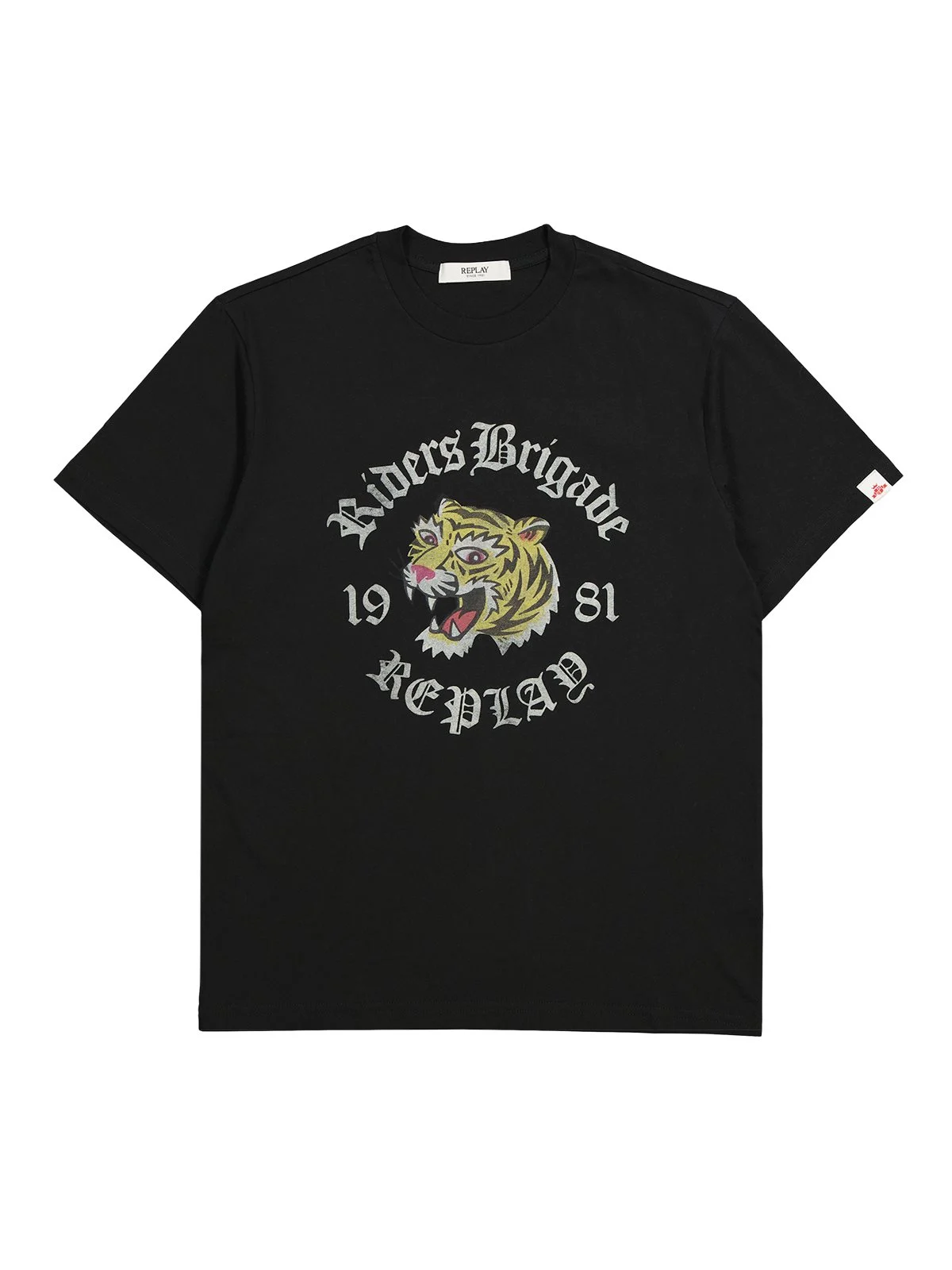 Replay Black Tiger Print T-Shirt