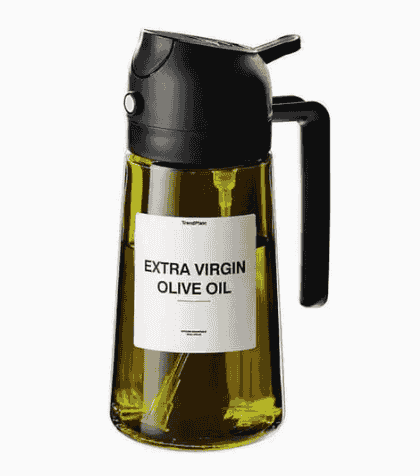 Förtjockad Glas Oljesprayflaska 2-i-1 Svart