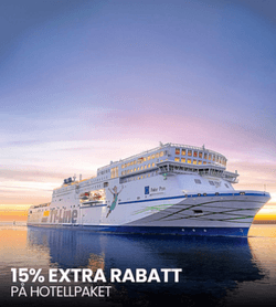 Få 15 % extra rabatt på alla hotellpaket med TT-Line