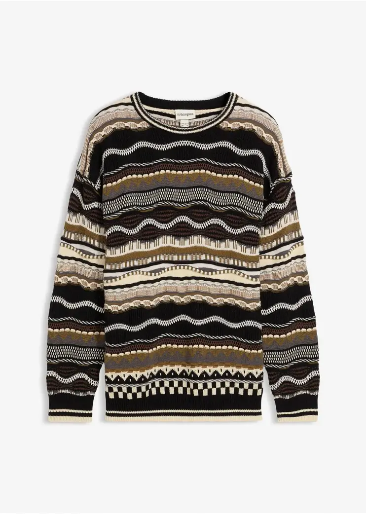 Flerfärgad randig stickad tröja