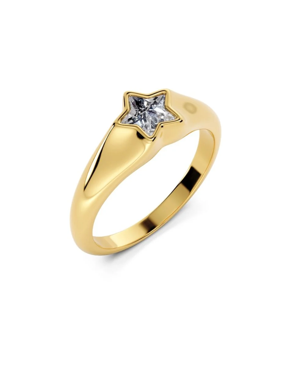 Elegant Gold Star Sparkle Ring