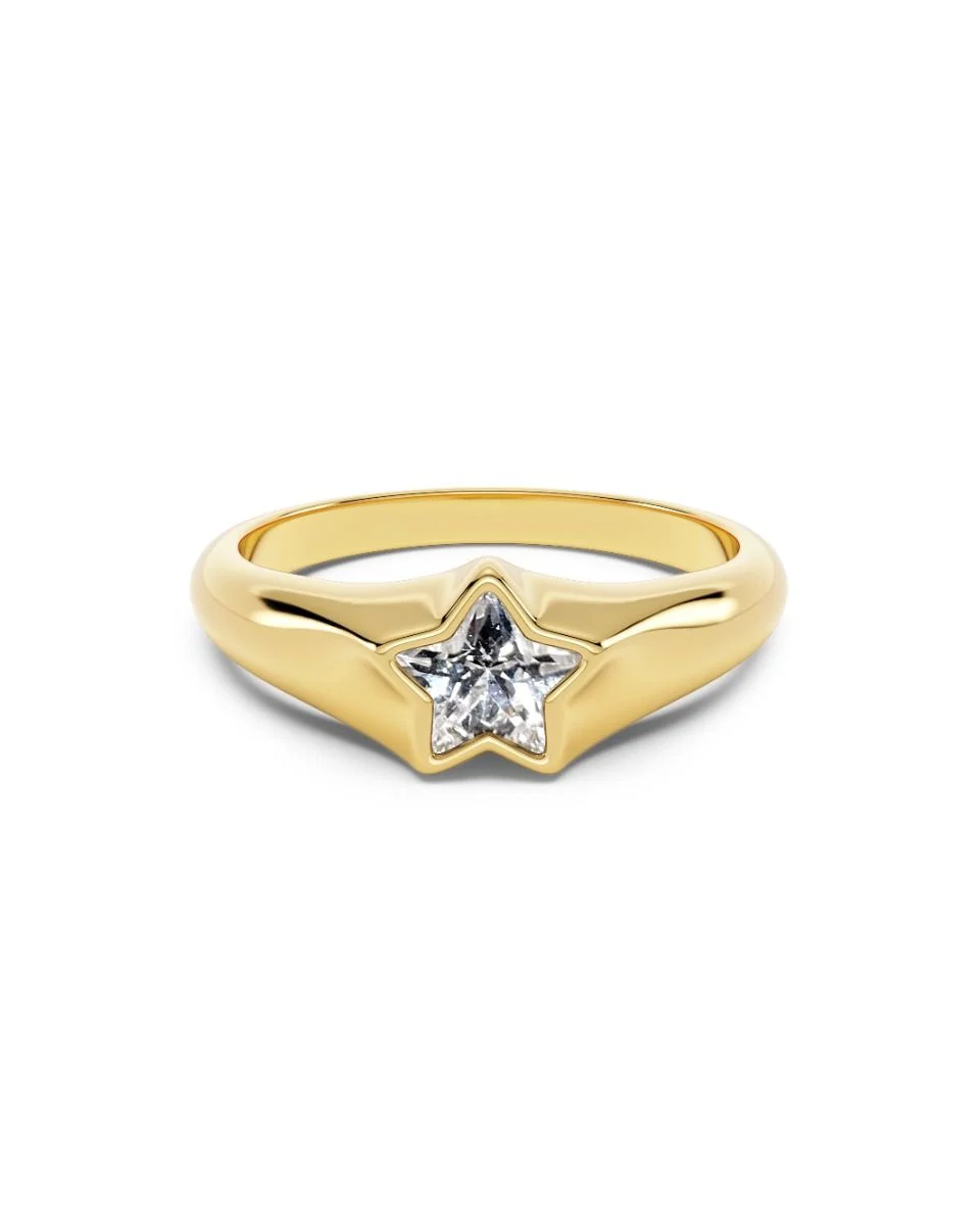 Elegant Gold Star Sparkle Ring