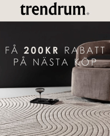Få 200 kr i välkomstbonus vid köp för 3 000 kr hos Trendrum