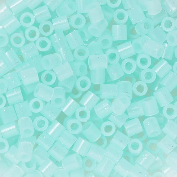 Rörpärlor Midi 1000 st Mintgrön Glitter