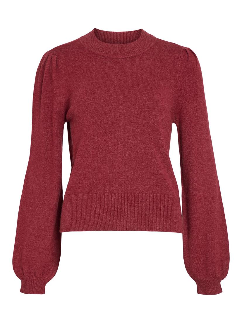 Röd Stickad Tröja med Hög Hals