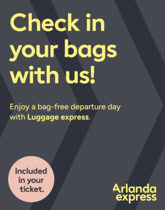 Lämna in väskorna hos Arlanda Express för smidigare resa