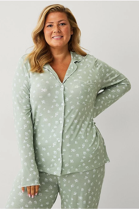 Ellos Pyjamasskjorta Malin Grön