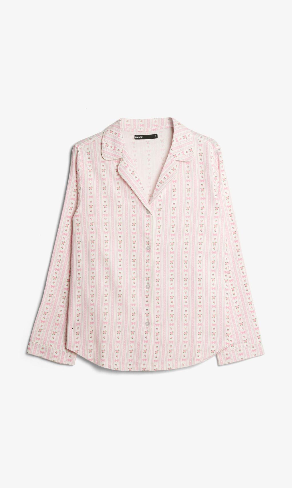 Flerfärgad flanellpyjamasskjorta för dam