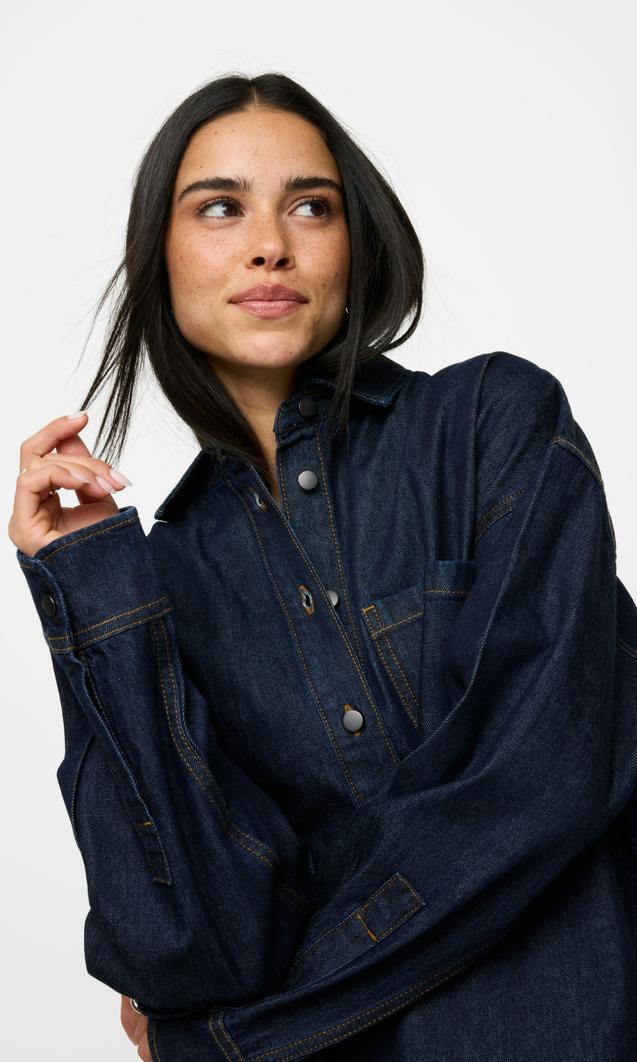 Mörkblå Rinse Jeansskjorta för Dam