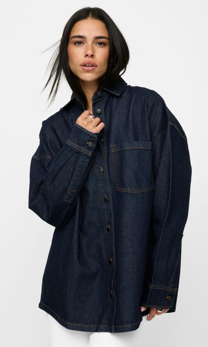 Mörkblå Rinse Jeansskjorta för Dam