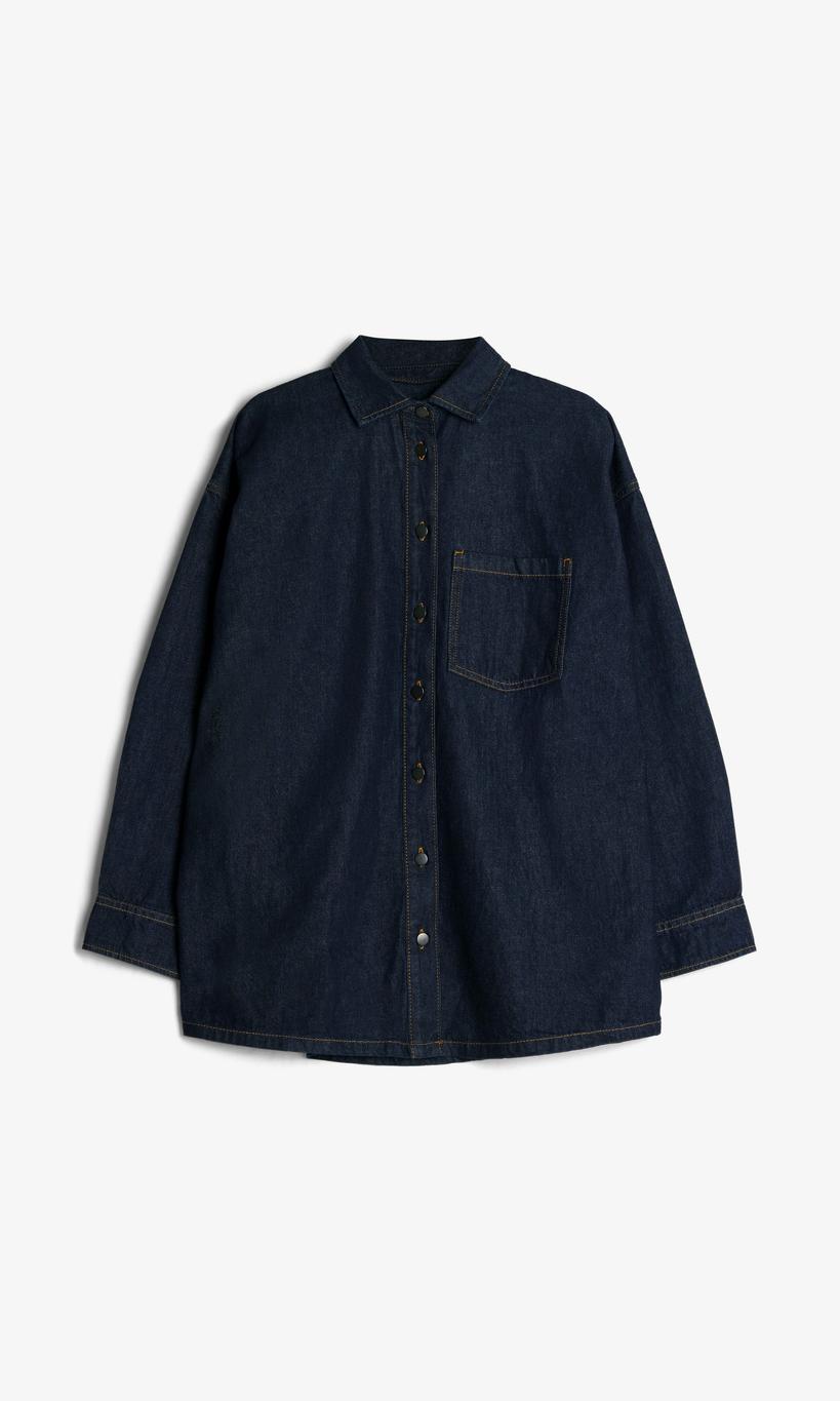 Mörkblå Rinse Jeansskjorta för Dam