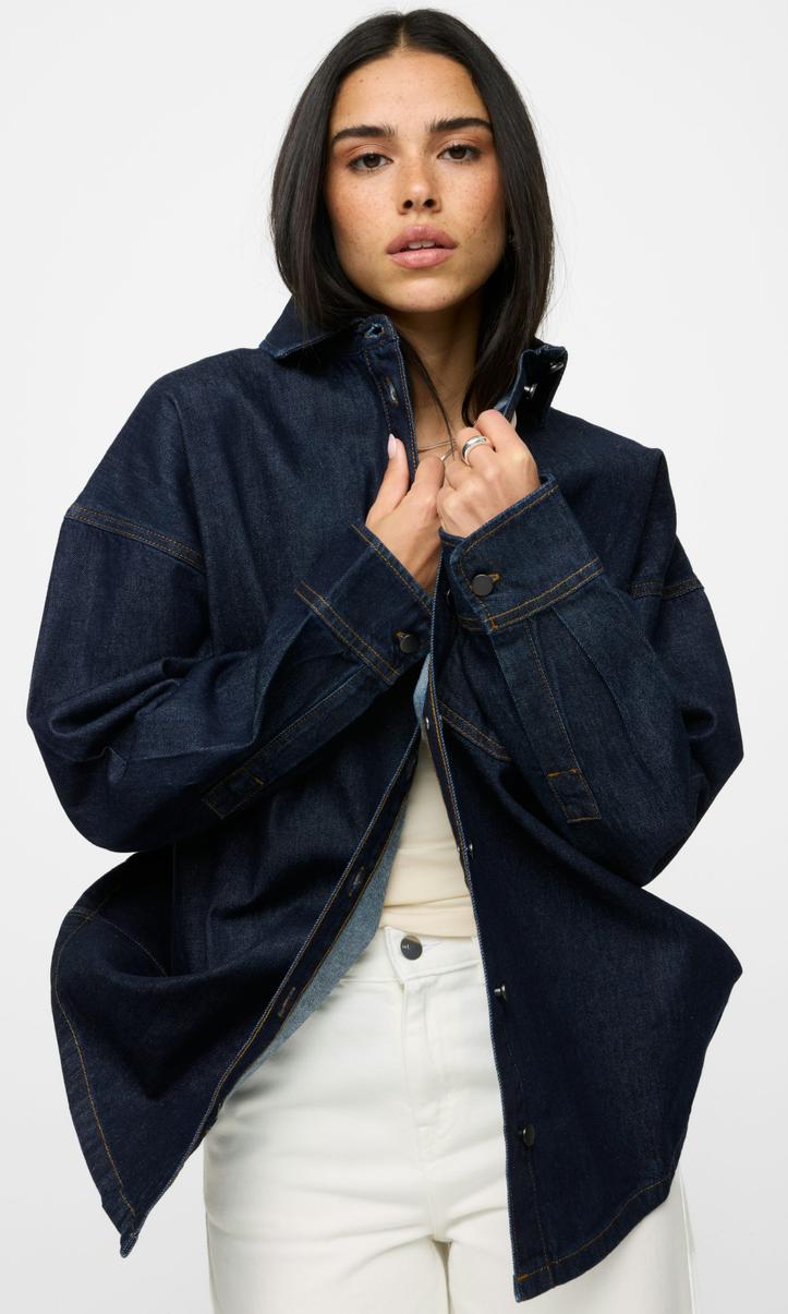 Mörkblå Rinse Jeansskjorta för Dam