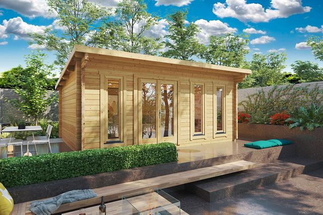 Attefallshus Barbados 21m² Trästuga