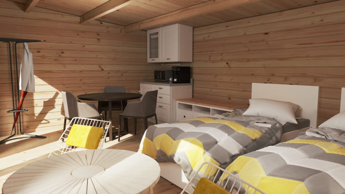 Attefallshus Barbados 21m² Trästuga