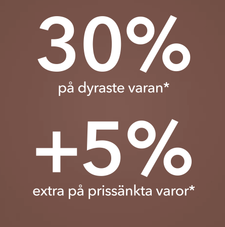 33 % på dyraste varan och/eller 5 % på rea hos Ellos