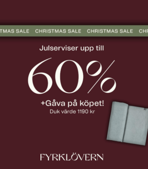 Upp till 60 % rabatt på julserviser hos Fyrklövern