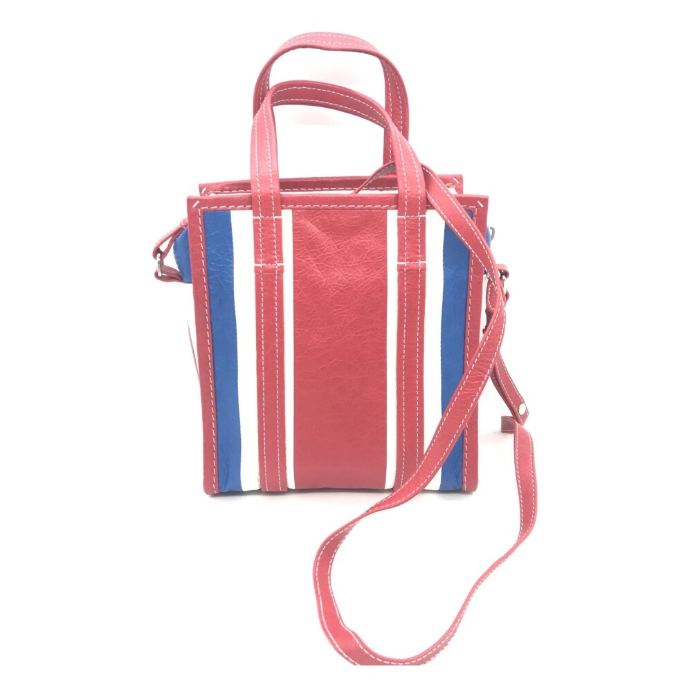 Multifärgad Randig Läder Tote Bag