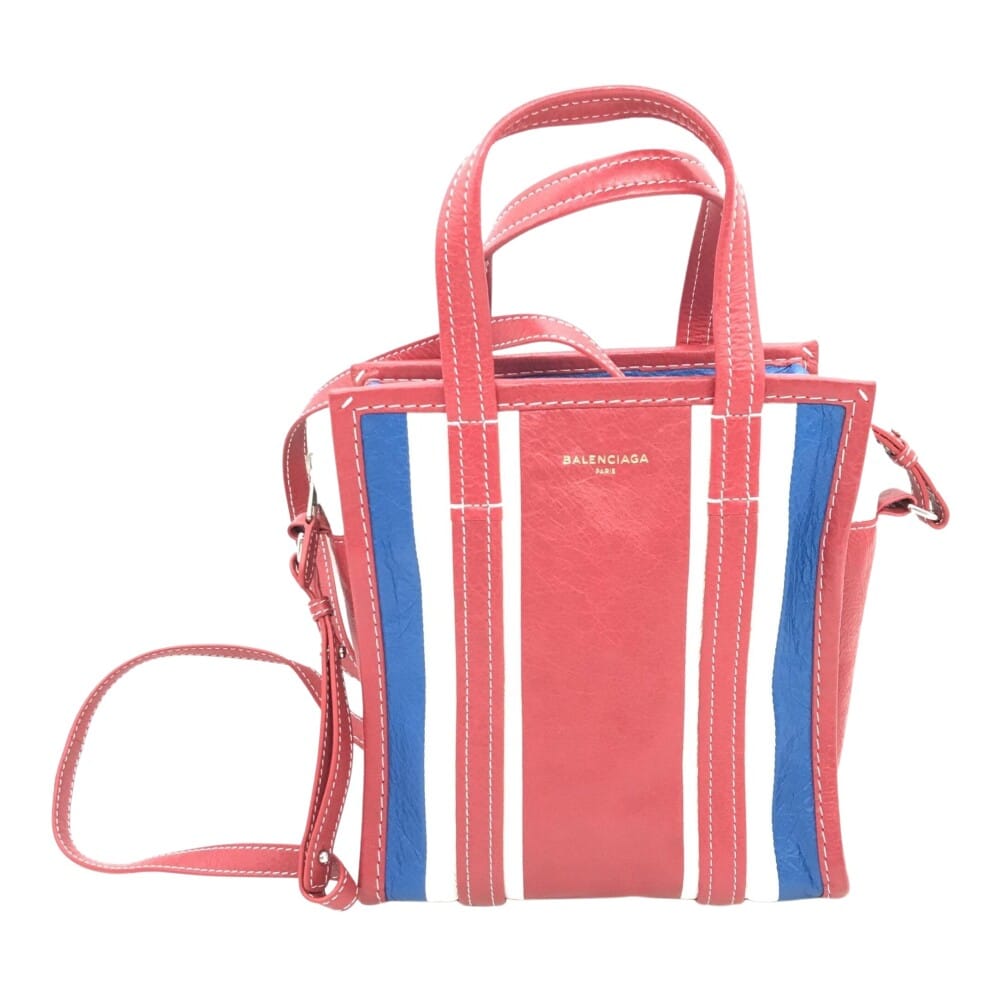 Multifärgad Randig Läder Tote Bag