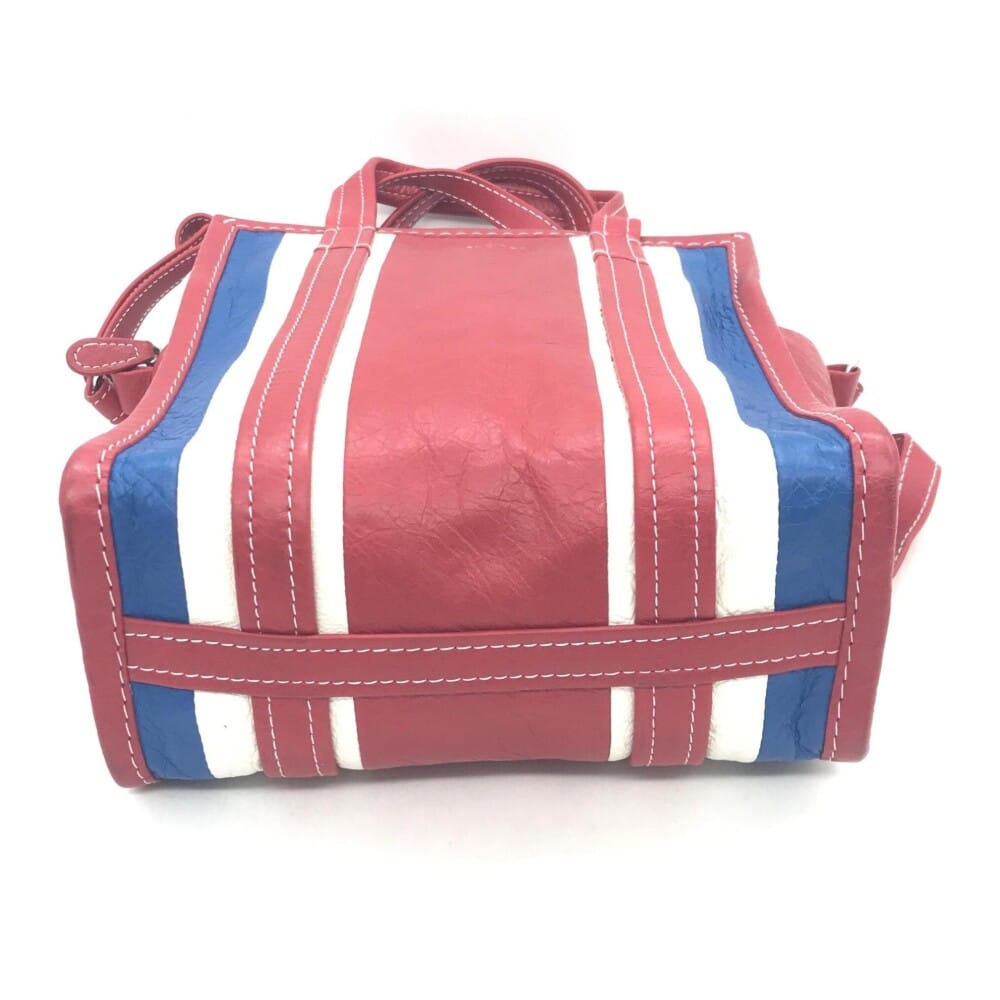 Multifärgad Randig Läder Tote Bag