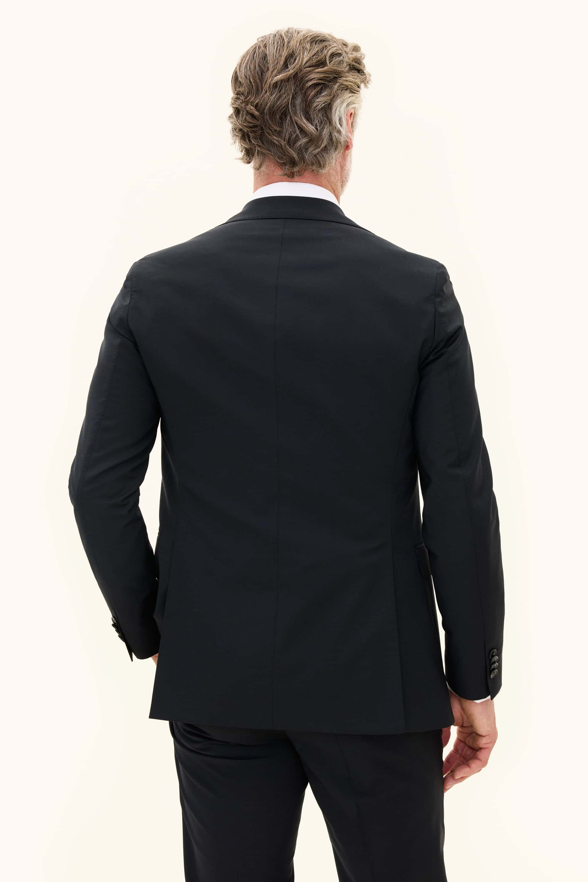 Svart Slim Fit Microstruktur Kavaj