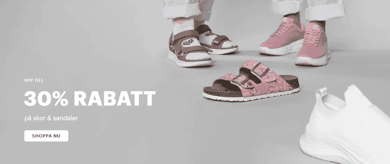Upp till 30% rabatt på skor & sandaler