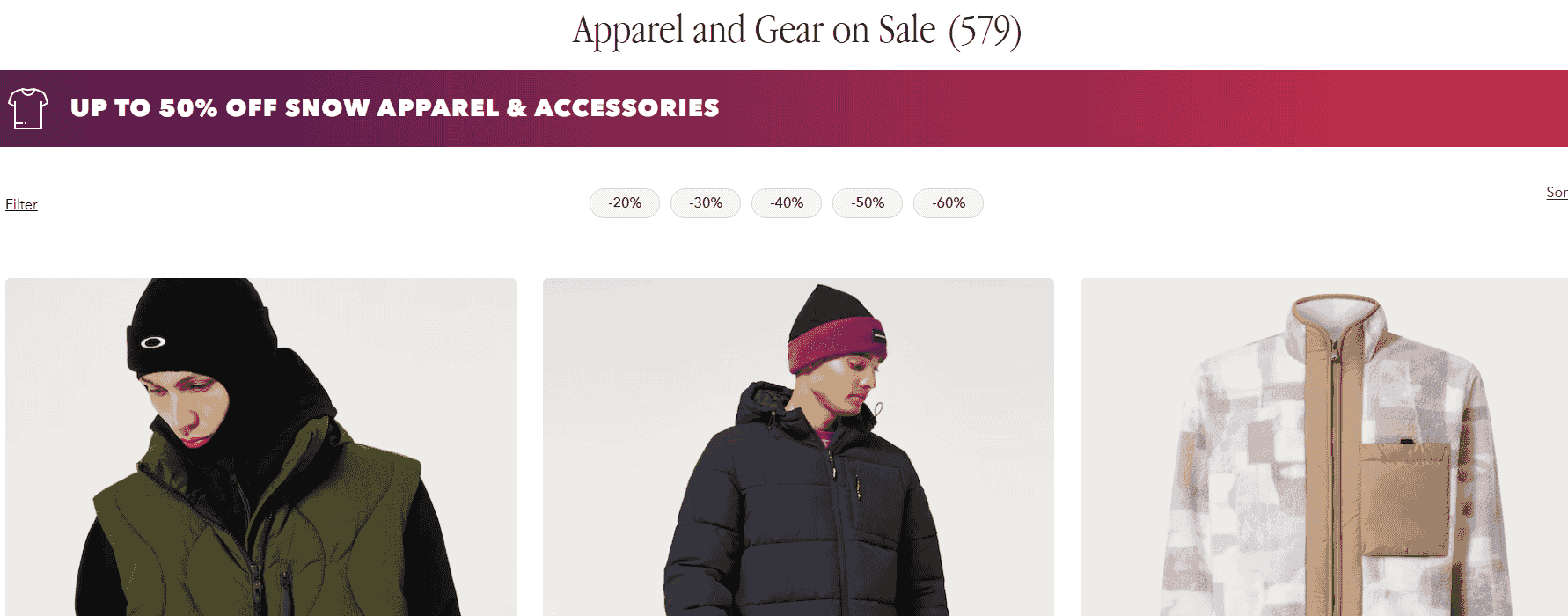 UP TO 50% OFF SNOW APPAREL & ACCESSORIES