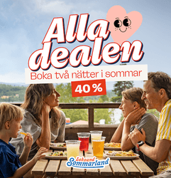 40 % rabatt på boende och biljett till Leksand Sommarland