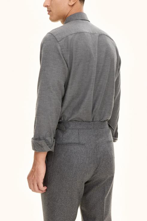 Slim Fit Grå Flanellskjorta