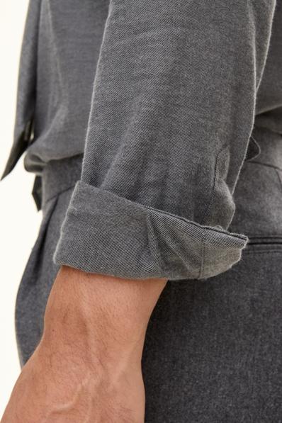 Slim Fit Grå Flanellskjorta