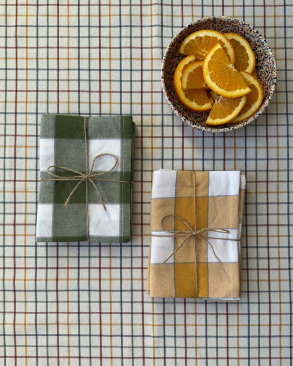 Kökshandduk Rutig Ted 2‑pack Grön