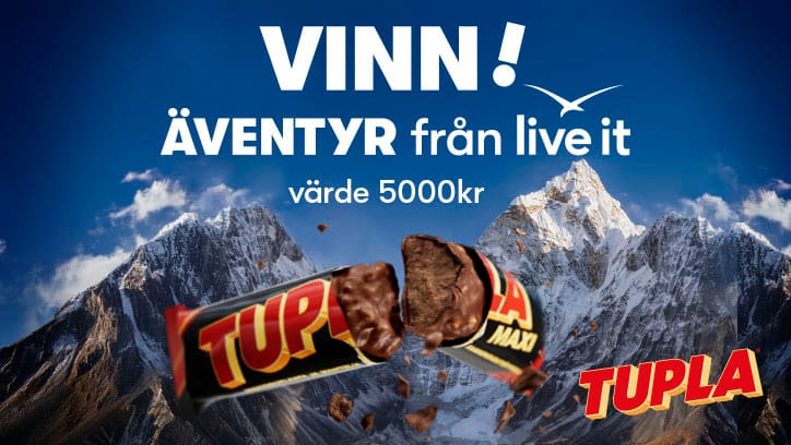 Vinn ett valfritt äventyr hos Live It värde 5000:- och 1kg choklad från Tupla!