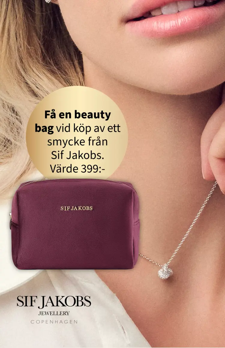 köp smycke från Sif Jakobs få beauty bag på köpet! ( Värde 399kr )