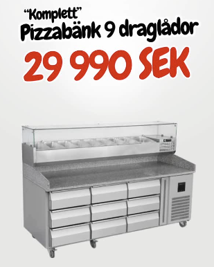 Fri frakt på komplett pizzabänk hos Gastroteam