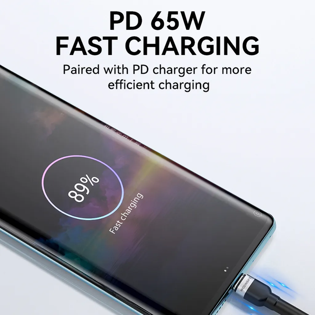 Wozinsky USB-C till USB-C kabel 65W, 1m Svart