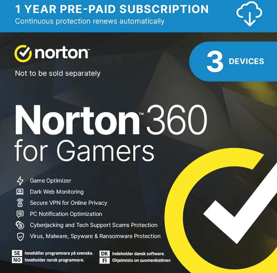 Norton 360 för Gamers 50GB 3 Enheter