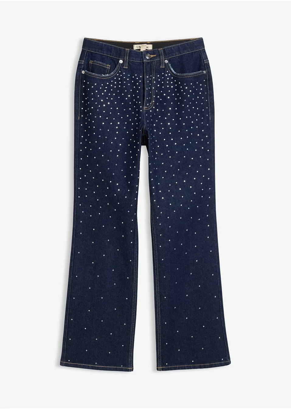 Mörkblå raka jeans med strass