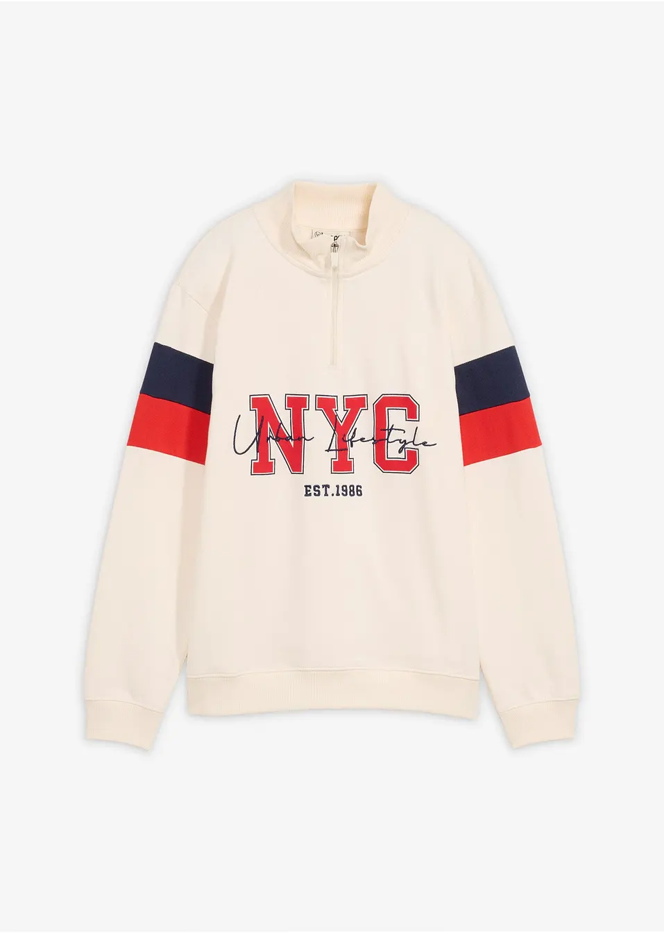 Sportig barntröja med ståkrage och dragkedja