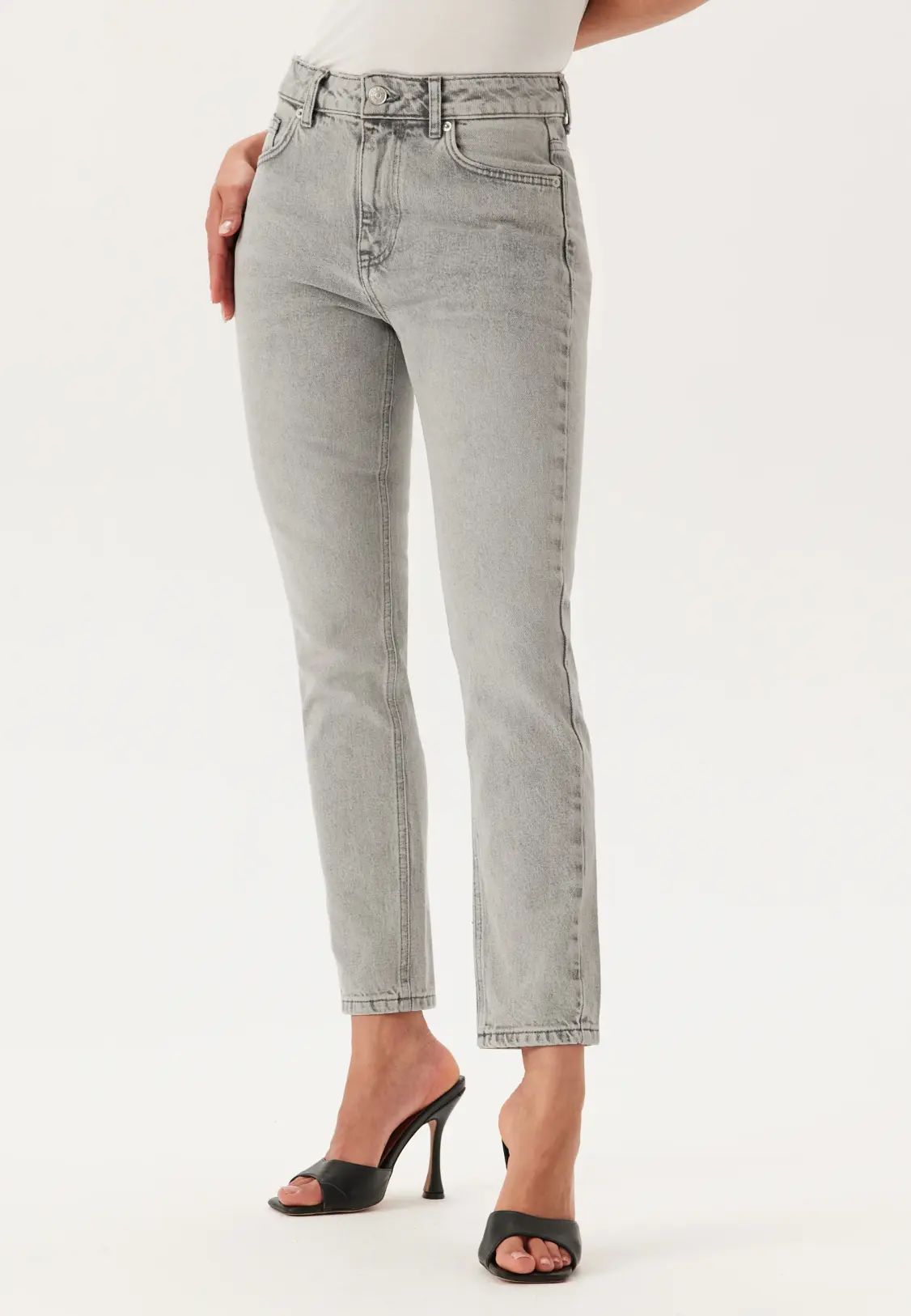Bubbleroom Slim Grey Ankle Jeans