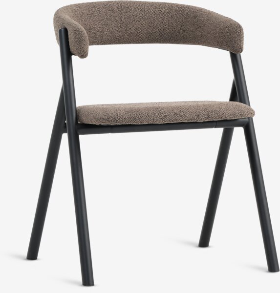 Matstol MELBY ljusbrunt tyg och svart