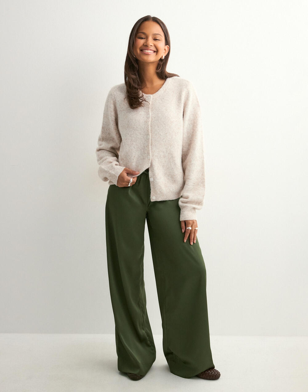 Nelly Pull On Satinbyxor Mörkgrön