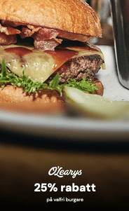 25 % rabatt på valfri burgare hos O'Learys på Stockholms C