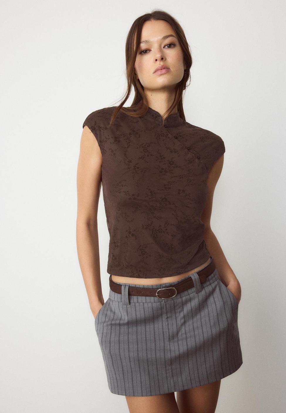 Flockad qipao-stil tröja för kvinnor