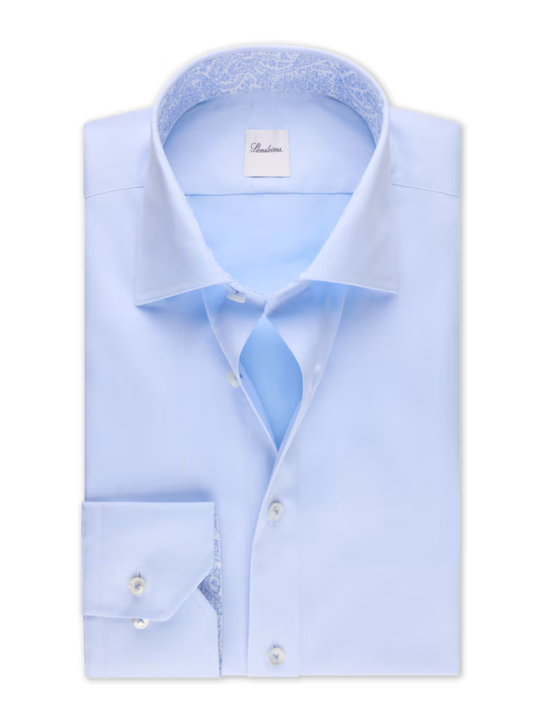 Ljusblå Twillskjorta med Kontrastdetaljer
