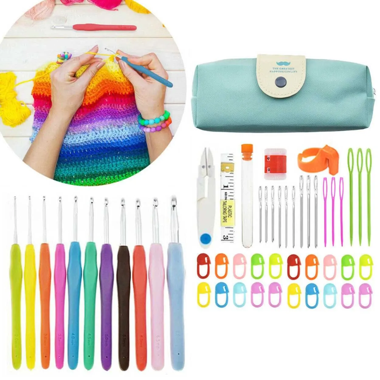 Virkning 52-delars Virknålset med Tillbehör